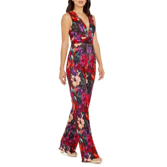 Dress the Population | Pants & Jumpsuits | Dress The Population Jumpsuit  Vneck Hunter Floral Print Sleeveless Size Small | Poshmark